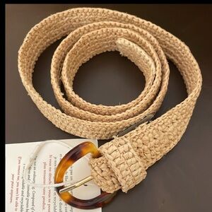 Sezane Tortoise Buckle Raffia Belt. Beige. 80CM. Lenny